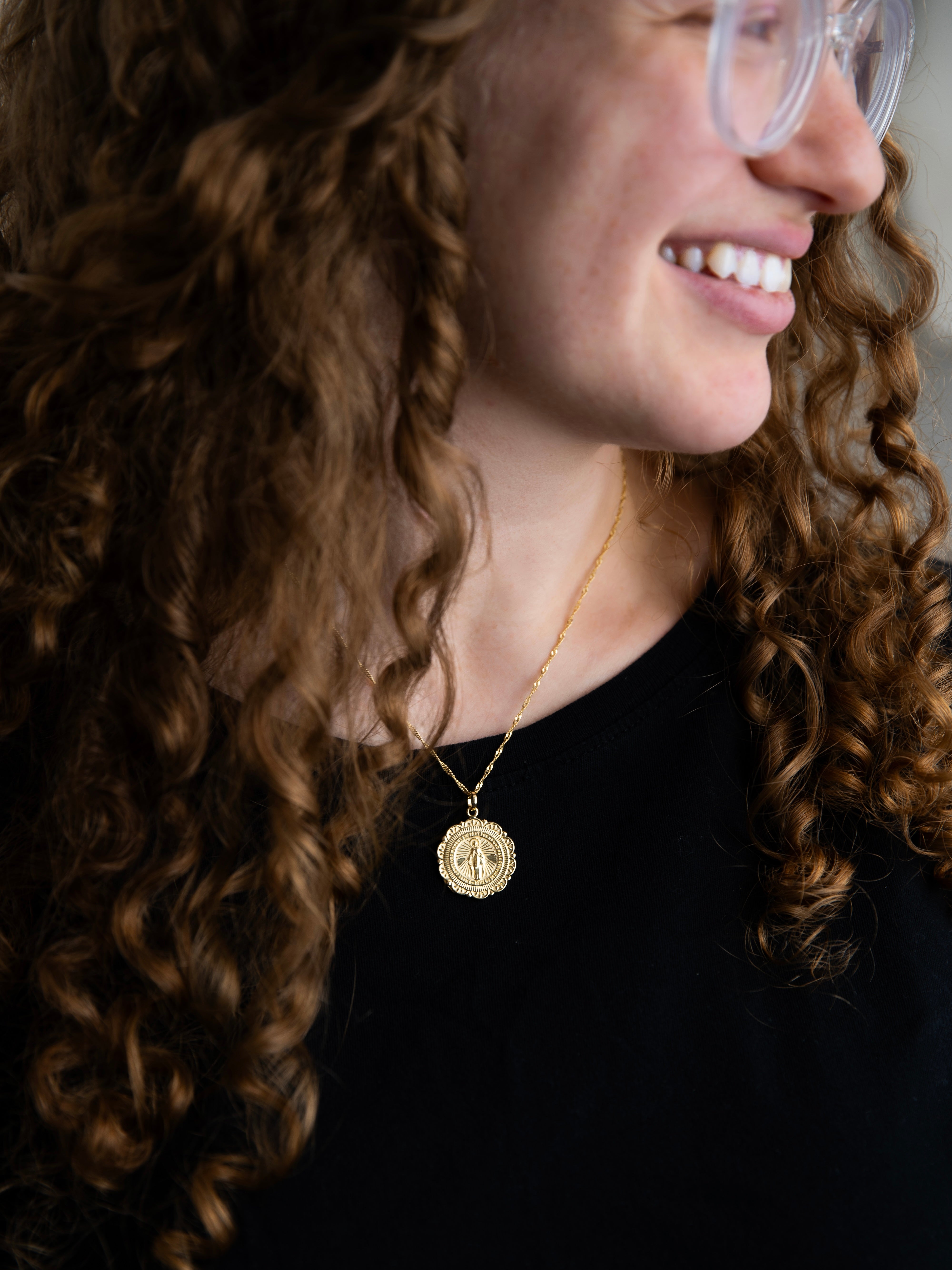 Floral Miraculous Medal Necklace