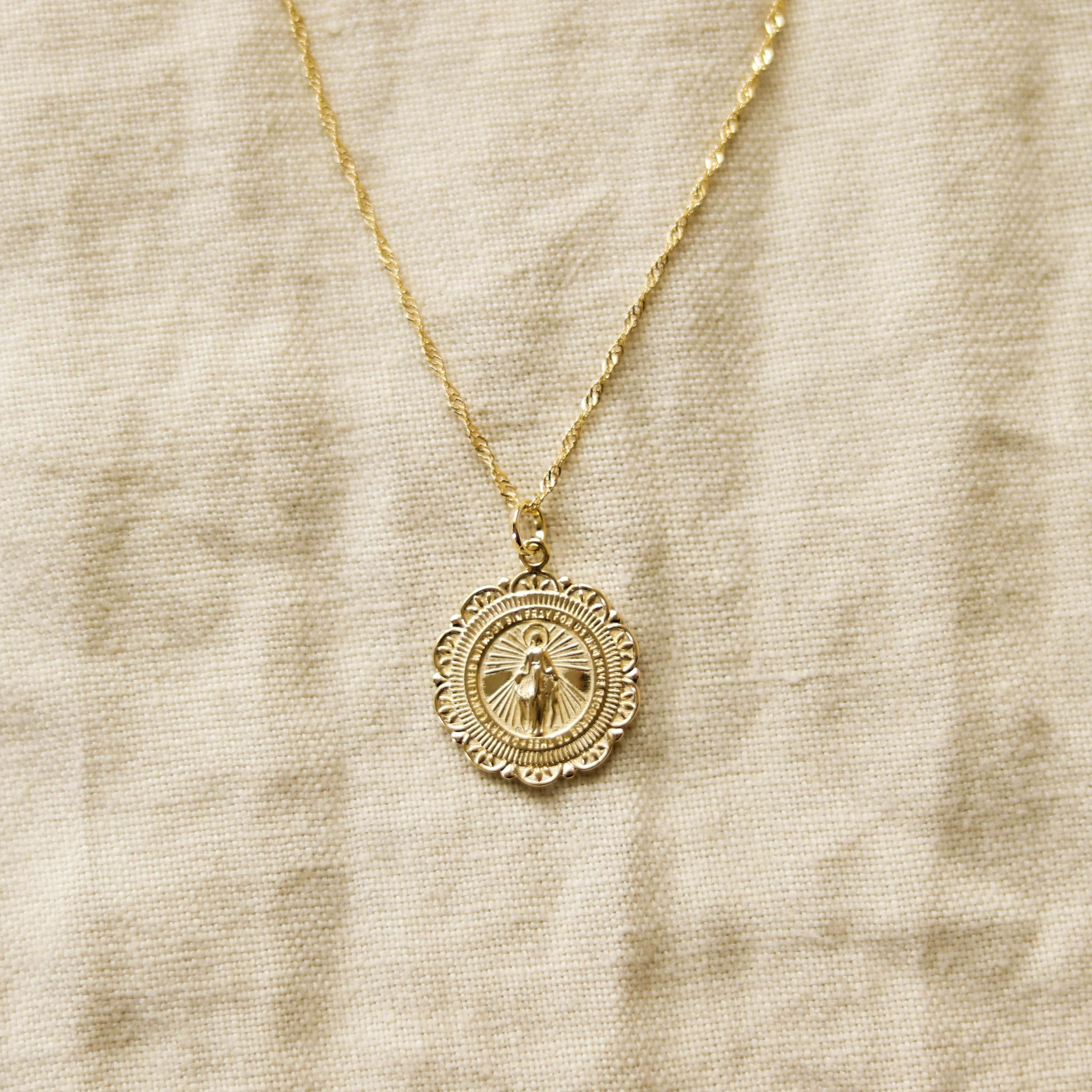 Floral Miraculous Medal Necklace