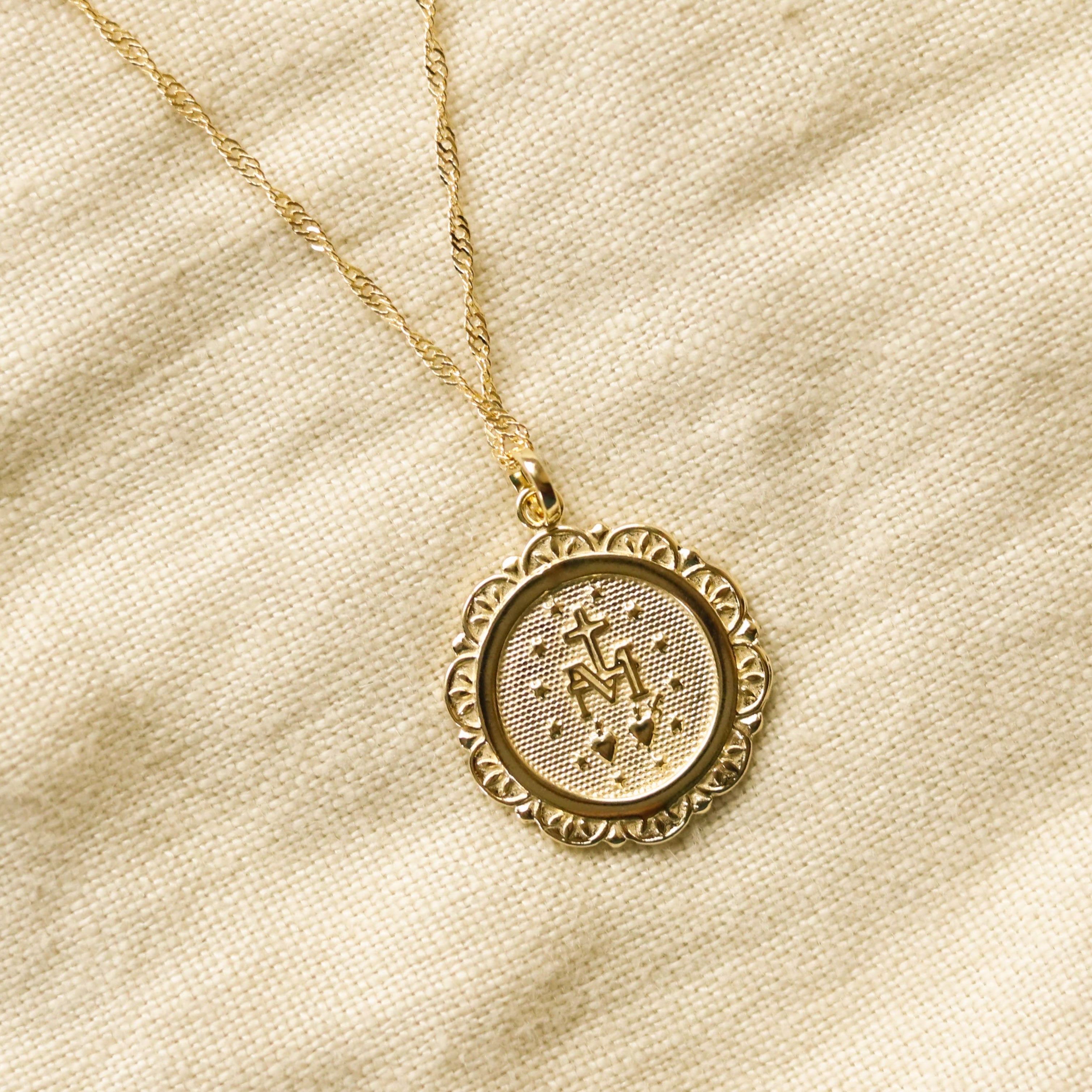 Floral Miraculous Medal Necklace
