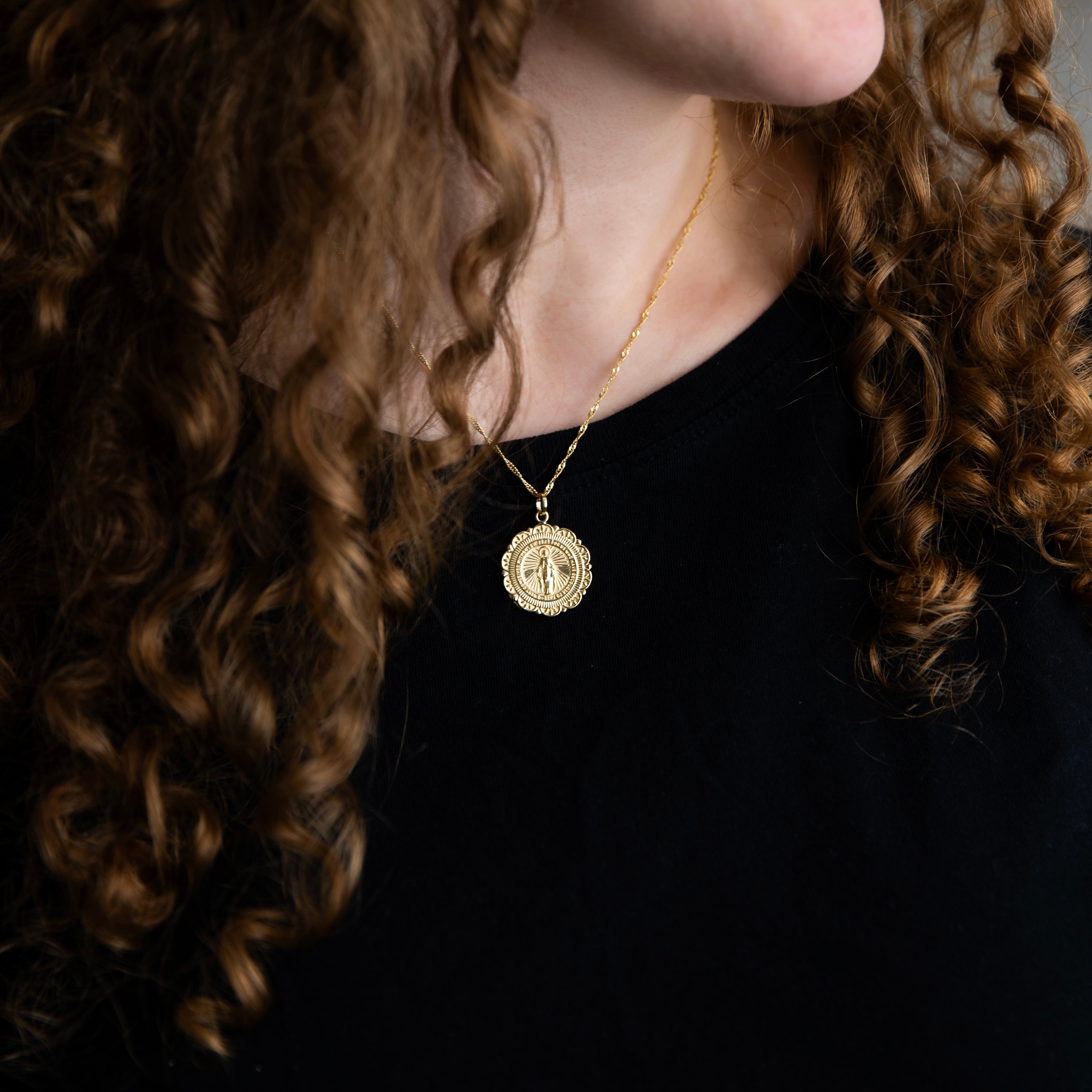 Floral Miraculous Medal Necklace